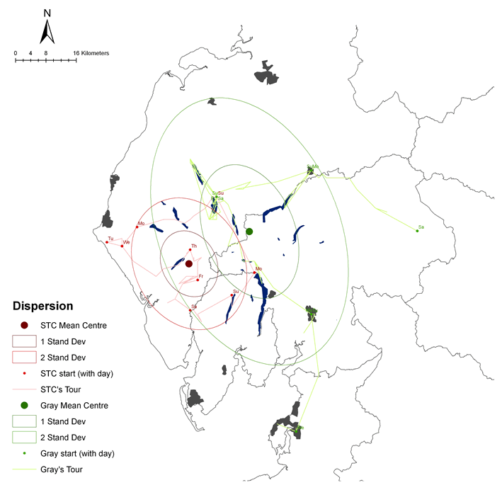 Combined Mean Centres Map